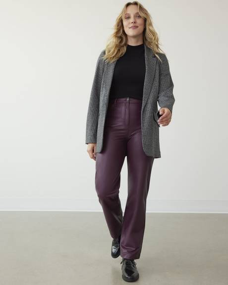 Pantalon taille haute à jambe droite en faux cuir