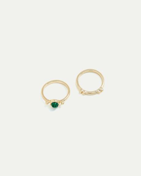 Rings with Malachite - Set of 2