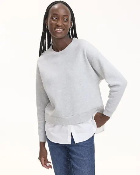 Long-Sleeve Crew-Neck Sweatshirt with Fooler Insert