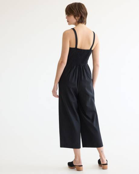 Straight-Leg Sleeveless Jumpsuit with Sweetheart Neckline