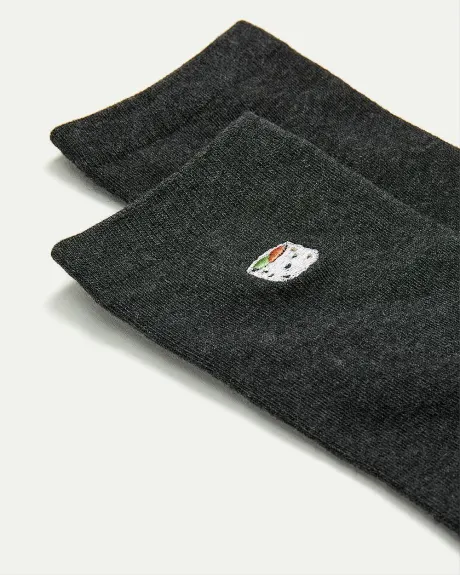 Cotton Crew Socks with Sushi at Hem