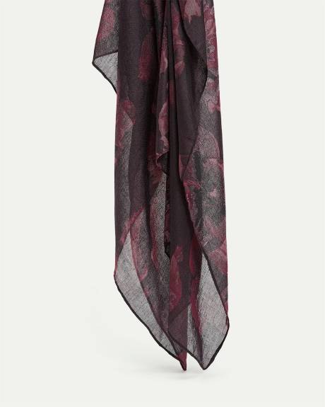 Large Scarf with Tonal Floral Pattern