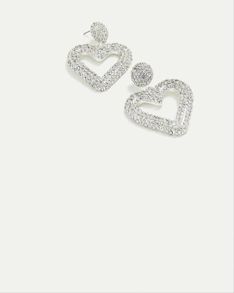 Boucles d'oreilles scintillantes avec pendentifs en coeur