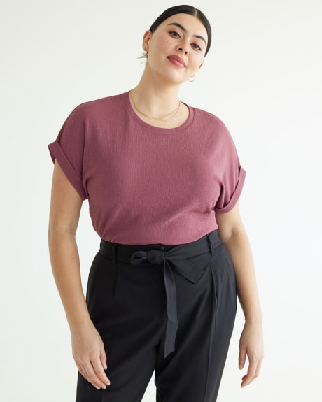 Crew-Neck Tee with Short Dolman Sleeves