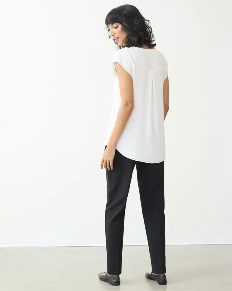 Cap-Sleeve Blouse with Split Neckline - R Essentials