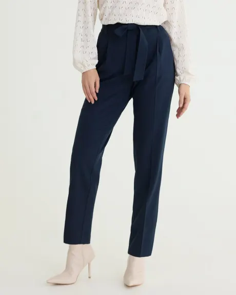 Tapered-Leg High-Rise Pant with Sash - The Timeless - Petite