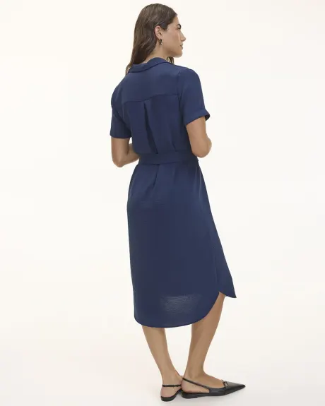 Short-Sleeve Buttoned-Down Shift Dress