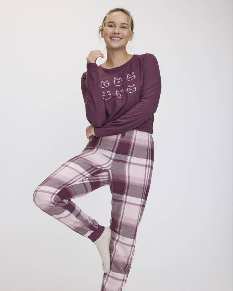 Long-Sleeve Top and Flannel Jogger Pyjama Set