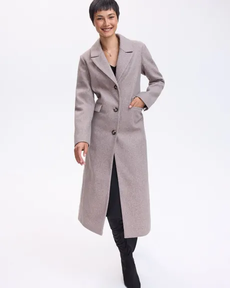 Manteau long avec col en fausse fourrure