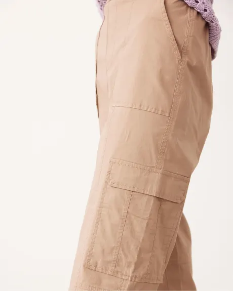 Pantalon jogger en popeline avec poches cargo - Long