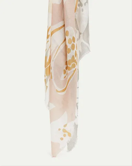 Oversized Scarf with Floral Pattern