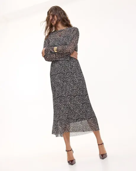 Long-Sleeve Mesh Maxi Dress