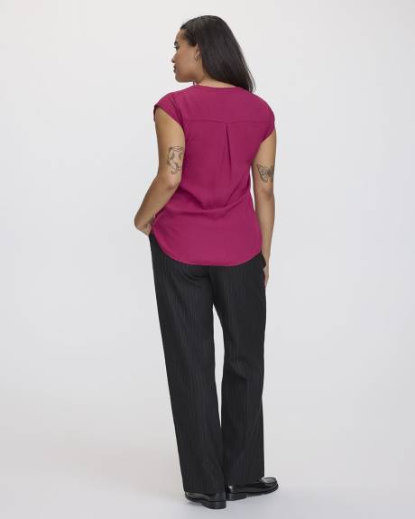 Cap-Sleeve Blouse with Split Neckline - R Essentials