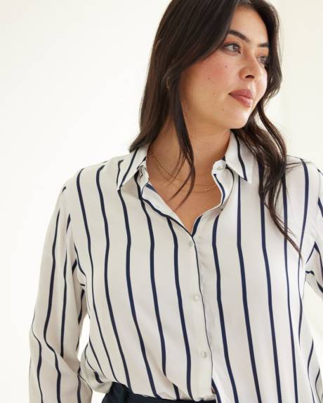 Long-Sleeve Buttoned-Down Satin Blouse