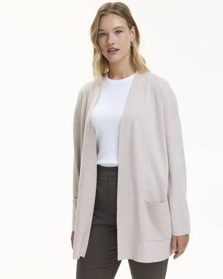 Long-Sleeve Open Cardigan with Pockets