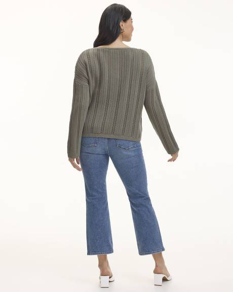 Long-Sleeve Pullover with Open Stitches