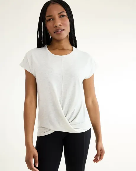 Short-Sleeve Crew-Neck Tee with Twisted Front - Hyba