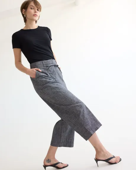 Wide-Leg Cropped Chambray Pant - Petite