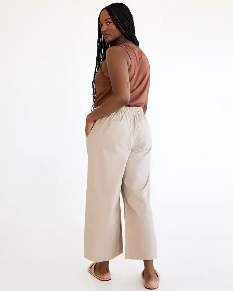 Wide-Leg Cropped High-Rise Poplin Pant