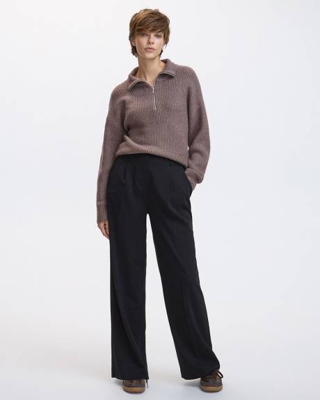 Pantalon à jambe large et taille haute - Petite