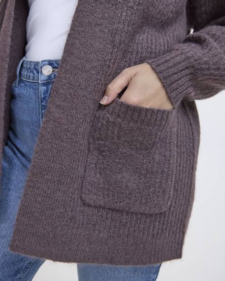 Long-Sleeve Open Cardigan with Pockets