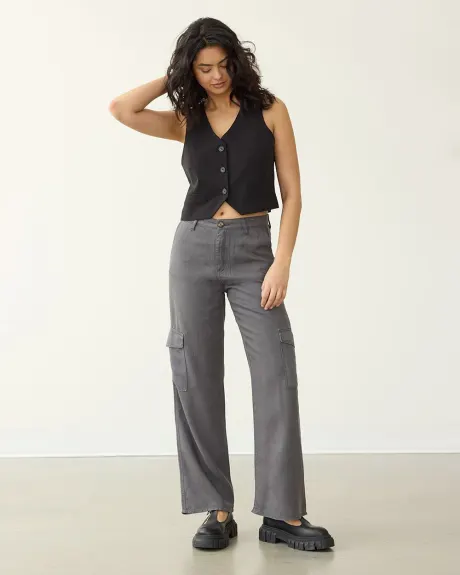 Straight-Leg High-Rise Cargo Pant - Petite