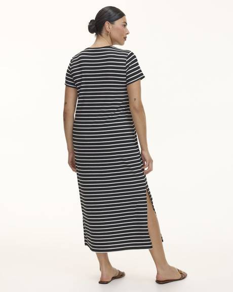 Short-Sleeve Ribbed Midi Dress