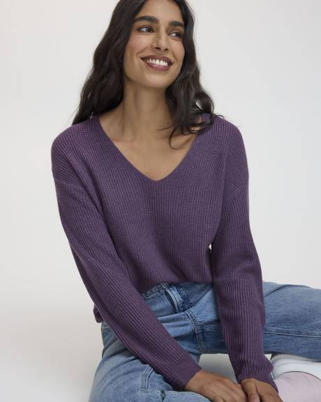 Cashmere-Blend V-Neck Sweater