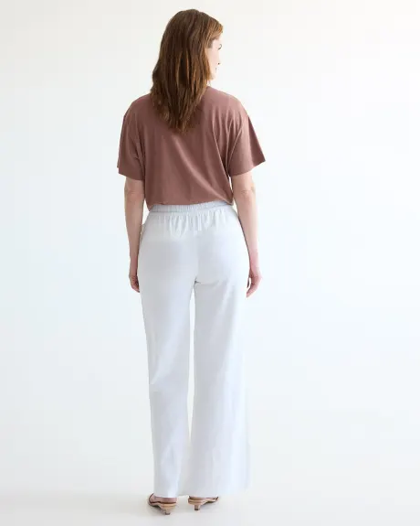 Pantalon en lin à jambe large et taille haute