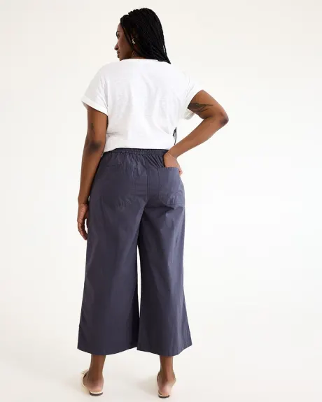 Wide-Leg Cropped High-Rise Poplin Pant