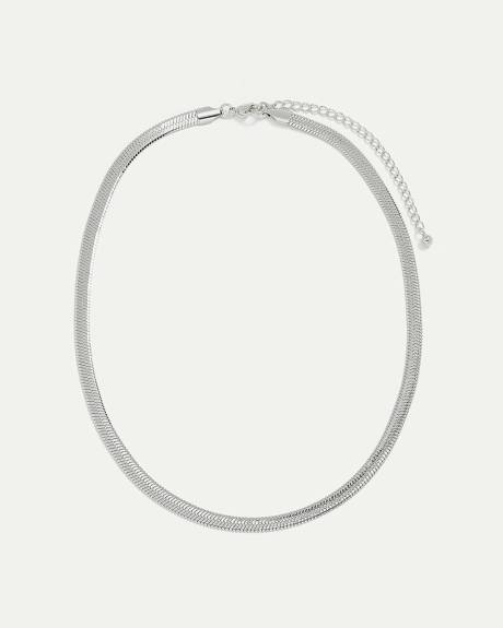 Stainless Steel Short Herringbone-Chain Necklace