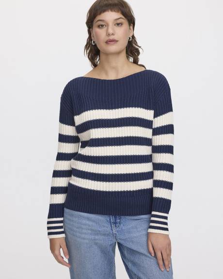 Long-Sleeve Boat-Neck Sweater