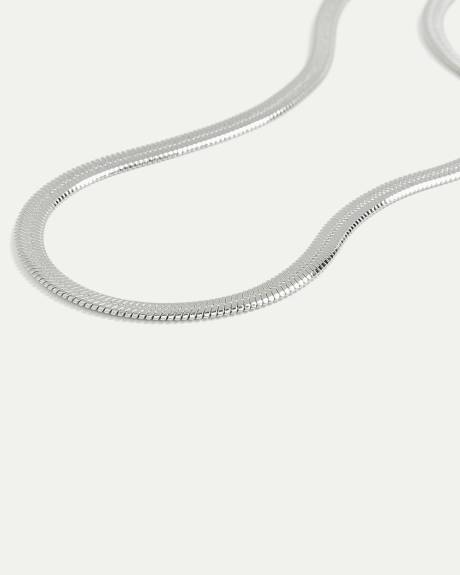 Stainless Steel Short Herringbone-Chain Necklace