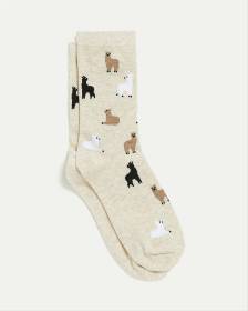 Cotton Crew Socks with Llamas