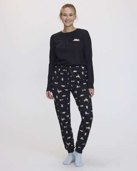 Long-Sleeve Top and Jogger Cotton Pyjama Set