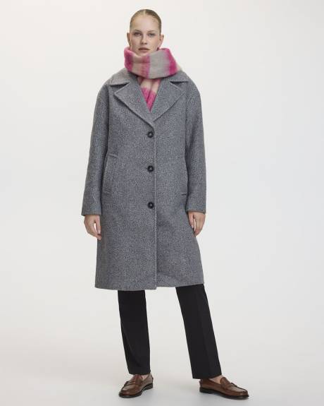 Oversized Bouclé Coat with Three-Button Closure