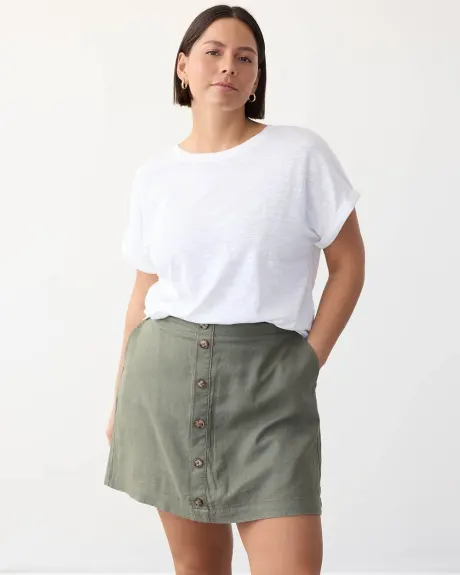 Crew-Neck Tee with Short Dolman Sleeves