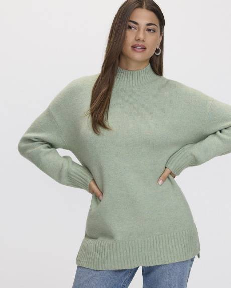 Long-Sleeve Mock-Neck PlushSoft Loose Tunic