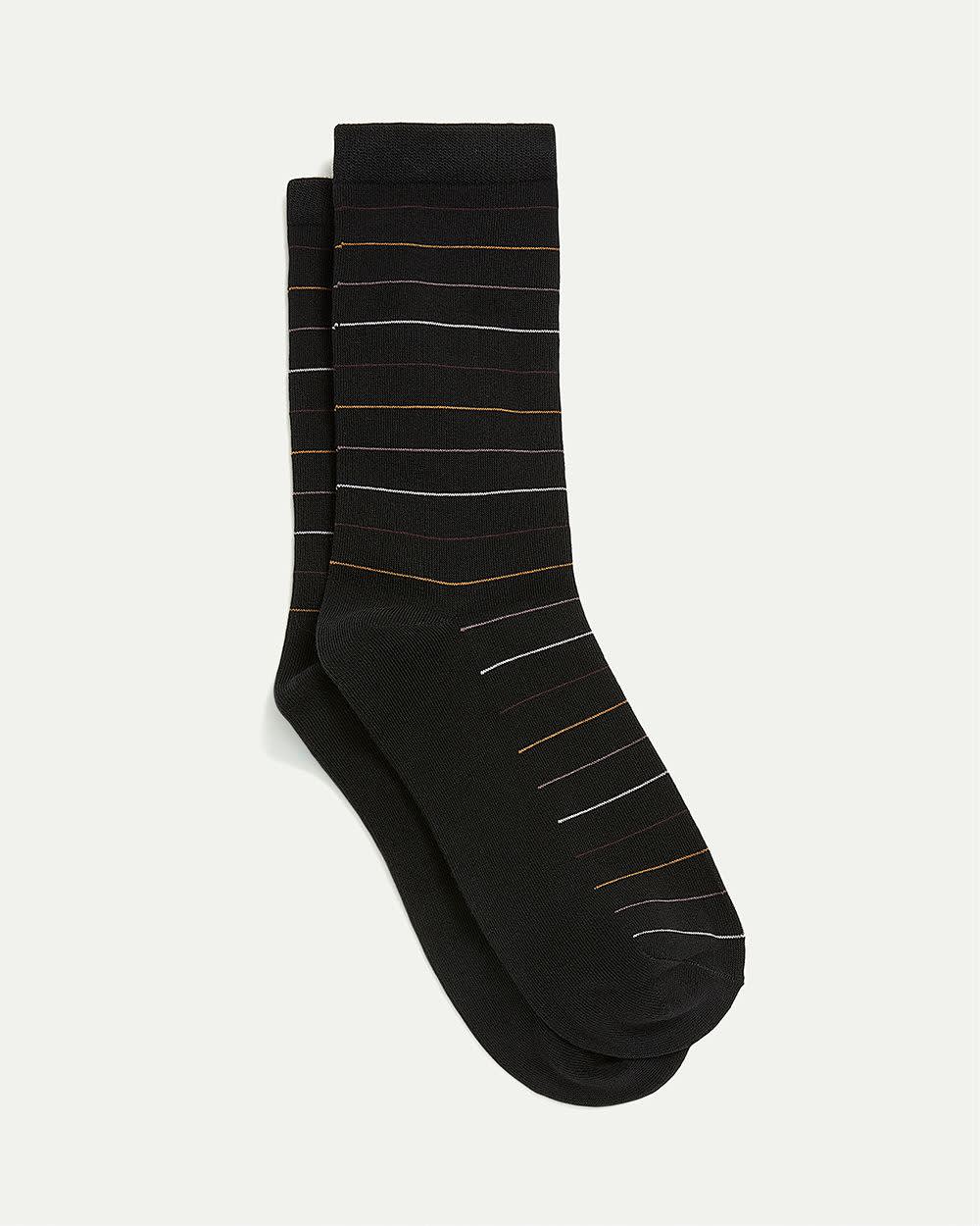 Cotton Crew Socks with Stripes