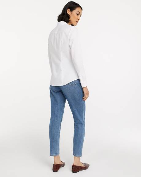 Buttoned-Front Poplin Shirt, R Essentials