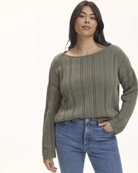 Long-Sleeve Pullover with Open Stitches