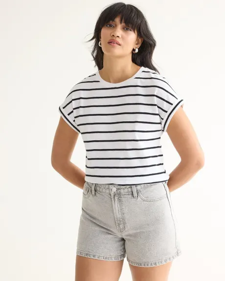 Crew-Neck Tee with Short Dolman Sleeves