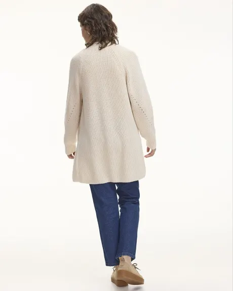 Long-Raglan-Sleeve Open Cardigan