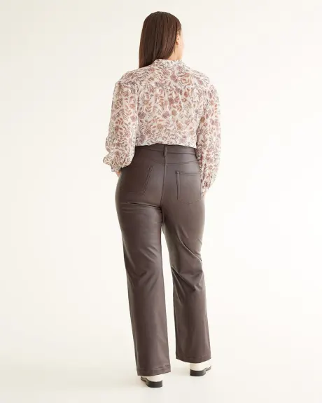 Pantalon taille haute à jambe droite en faux cuir