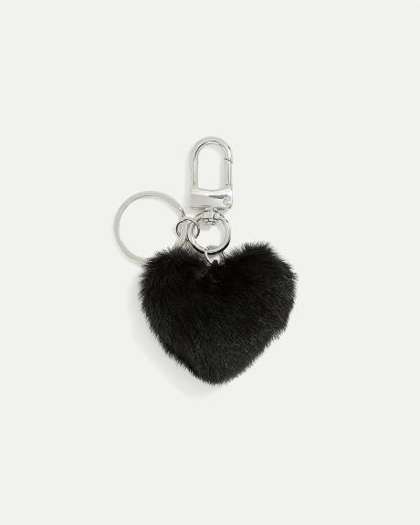 Keychain with Faux Fur Heart