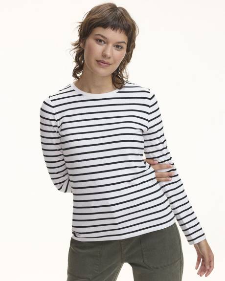 Long-Sleeve Crew-Neck Ribbed Top