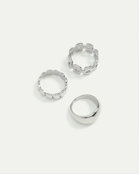 Large Ridged Rings, Set of 3