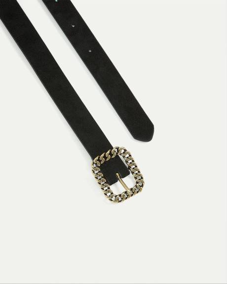 Ceinture mince en suède avec boucle tendance