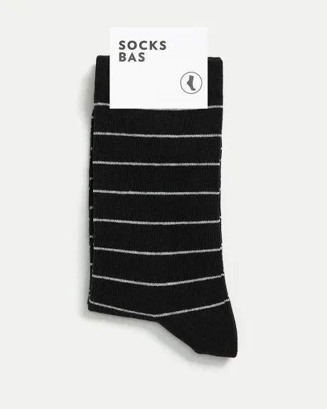 Cotton Crew Socks with Stripes