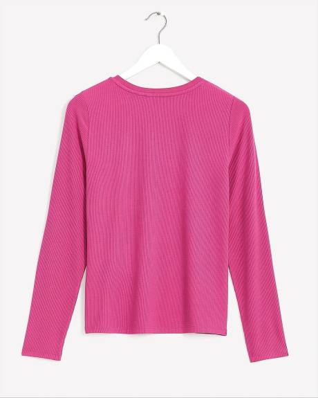 Long-Sleeve Crew-Neck Ribbed Tee